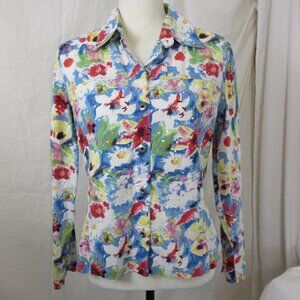 Tantrums Shirt Jacket Floral Lightweight Button Long Sleeve Sequins Size Small